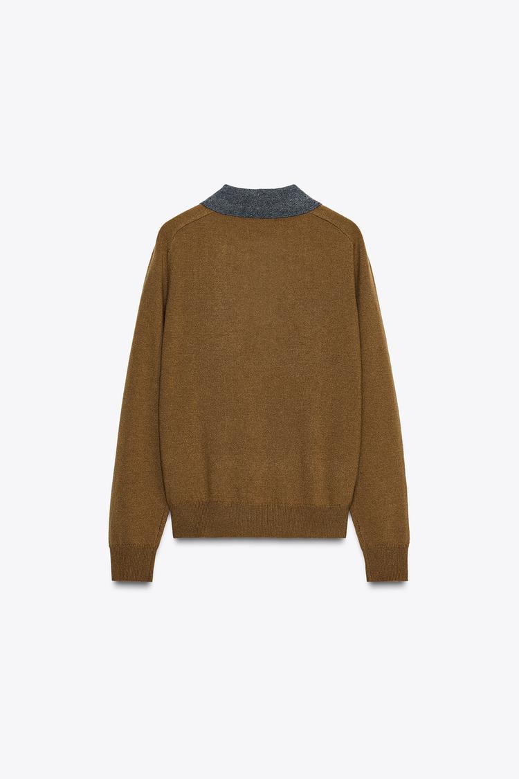 DIAMOND KNIT POLO SWEATER